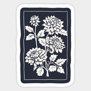 Dahlia Flowers Block Print Sticker